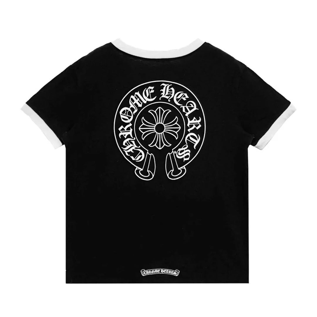 Chrome Hearts Black&White Horseshoe Logo T-Shirt (Womens)