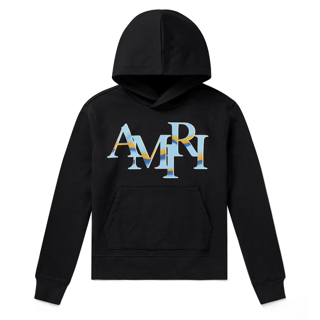 Amiri Staggered Chrome Hoodie Black