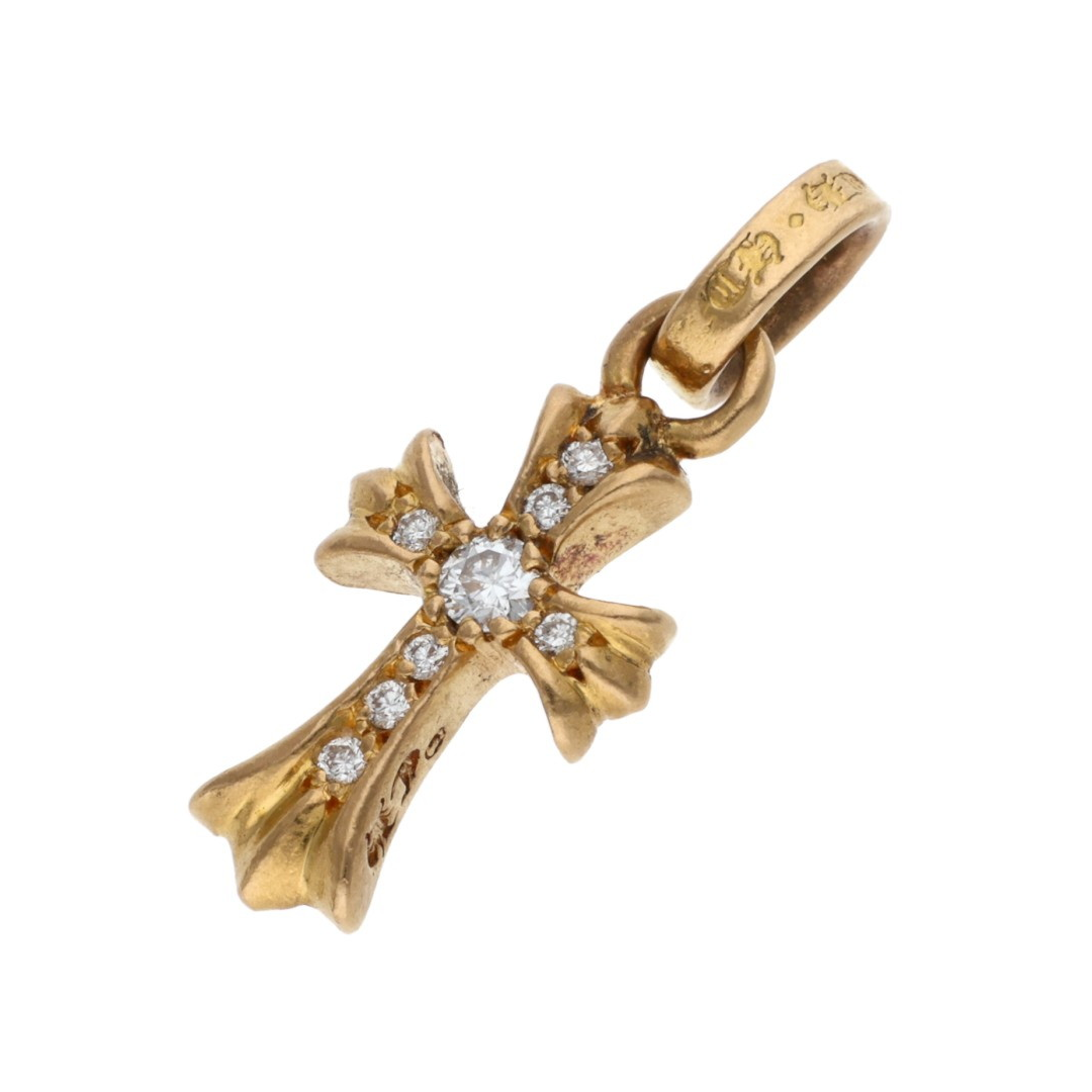 Chrome Hearts 22k Gold Baby Fat Diamond Pavé Pendant (Pendant Only)