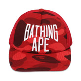 BAPE Color Camo NYC Logo Trucker Hat Red