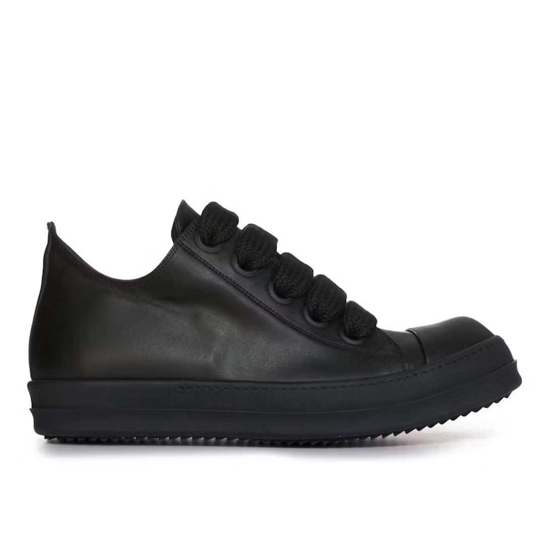 Rick Owens Triple Black Hollywood Jumbolaced Low Sneakers