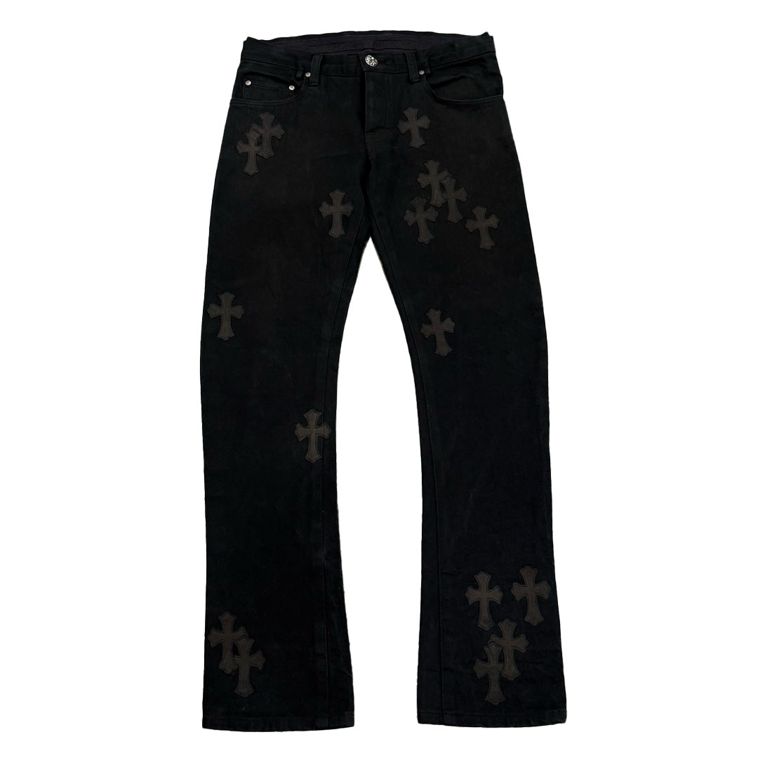 Chrome Hearts Black Denim Black Cross Patch Jeans | Kenshi