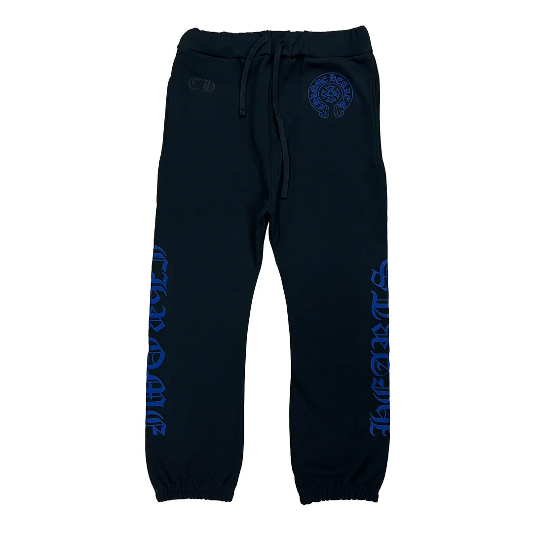 Chrome Hearts Horseshoe Logo Sweatpants Black Blue