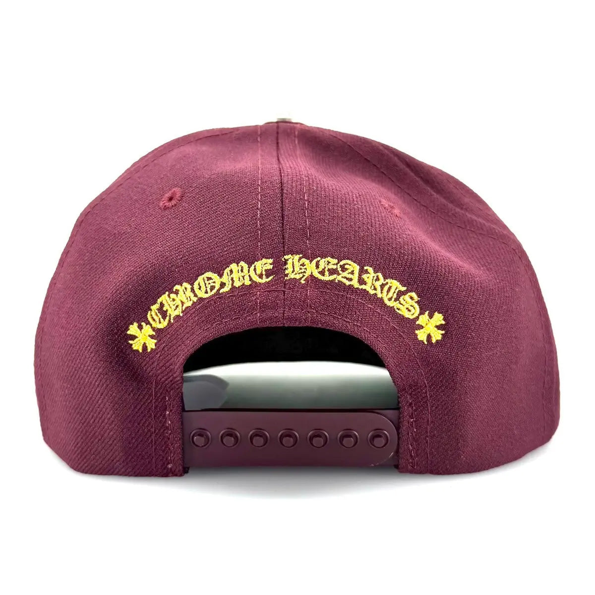 Chrome Hearts Embroidered CH Logo Baseball Hat Burgundy Gold