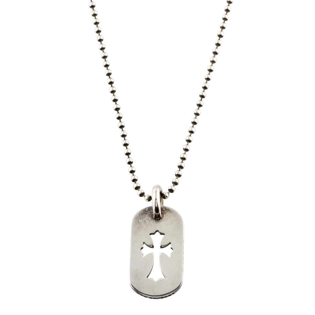 Chrome Hearts Cutout Dog Tag with Cross (With Chain)