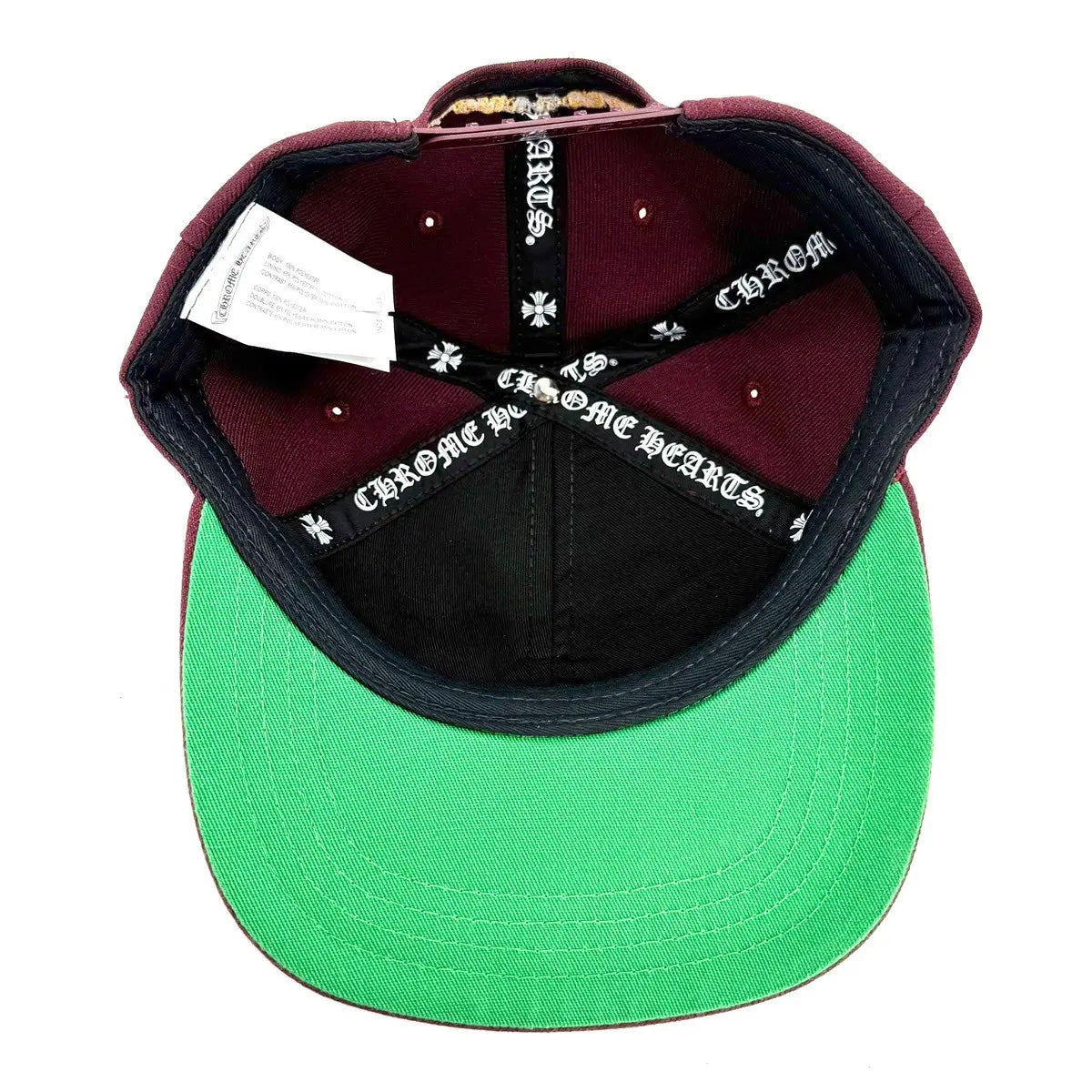 Chrome Hearts Embroidered CH Logo Baseball Hat Burgundy Gold