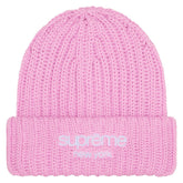 Supreme Classic Logo Chunky Ribbed Beanie Pink