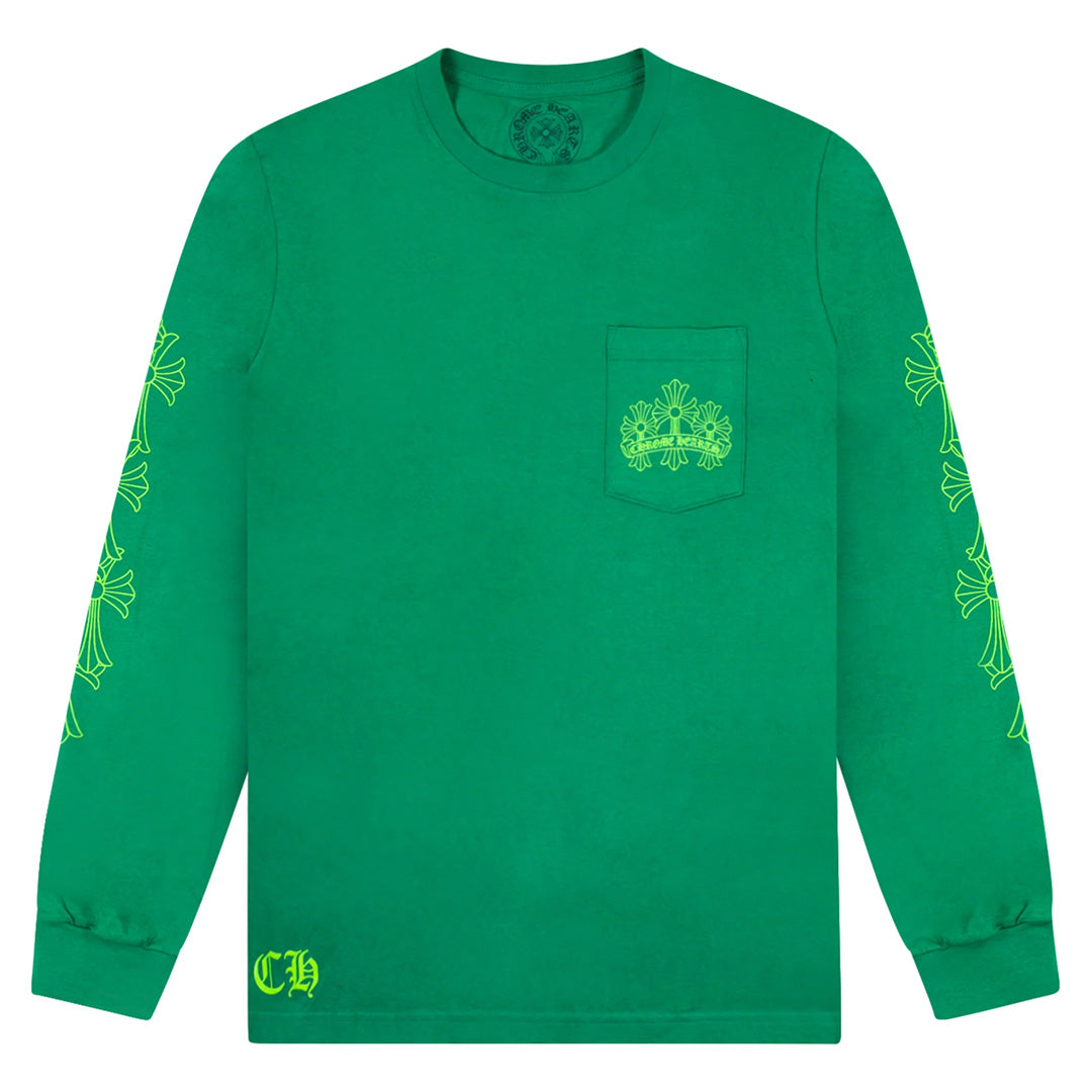 Chrome Hearts Cemetery Cross Long Sleeve T-Shirt Green | Kenshi