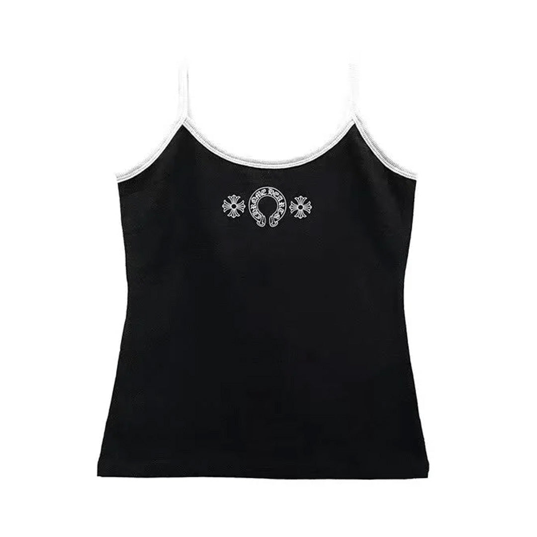 Chrome Hearts Black & White Horseshoe Logo Tank Top (Womens)