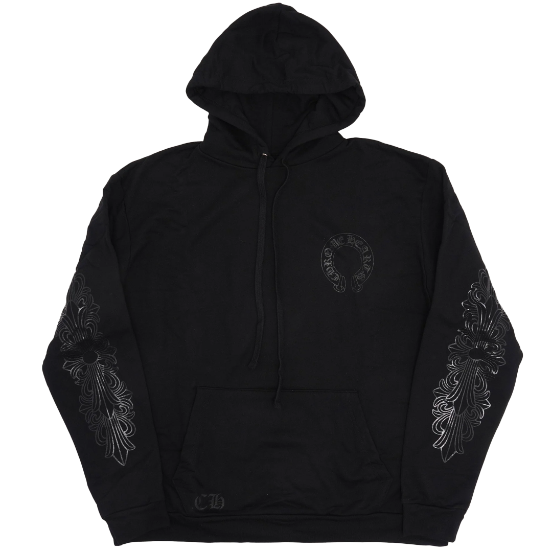 Chrome Hearts Floral Shoulder Logo Hoodie Tonal Black
