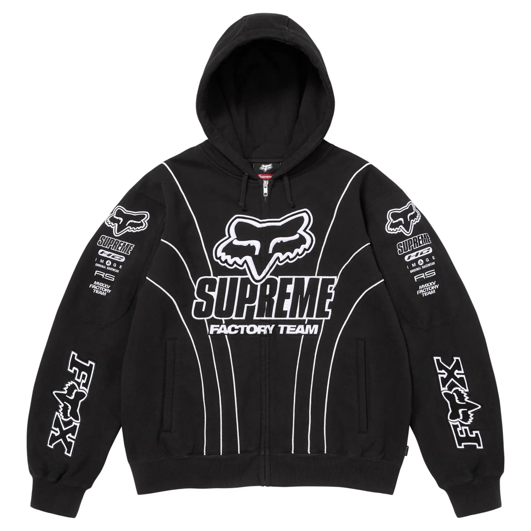 Supreme Fox Racing Zip Up Hoodie Black