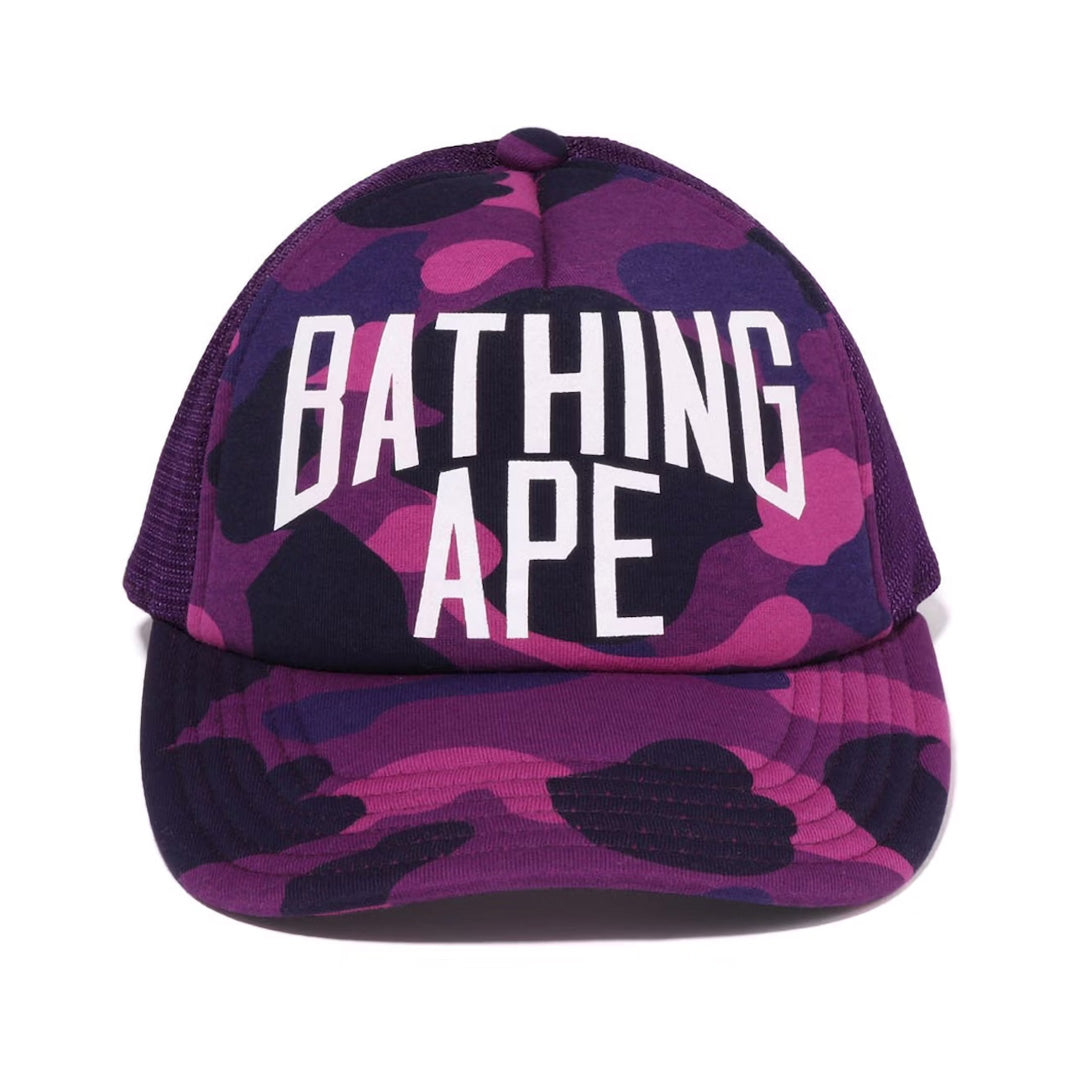 BAPE Color Camo NYC Logo Trucker Hat Purple