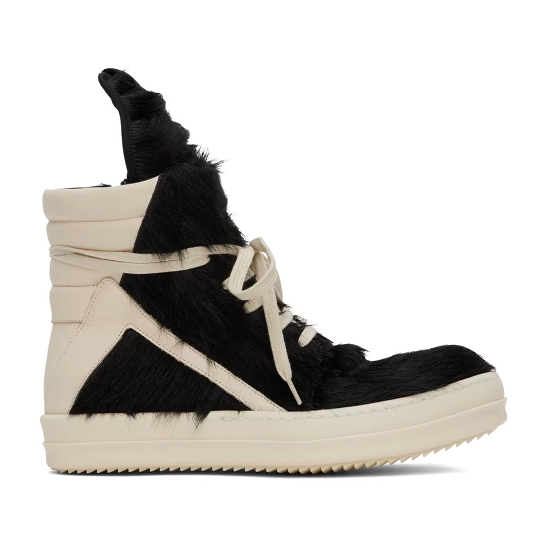 Rick Owens Pony Hair Geobasket Black/Off White Kenshi Toronto
