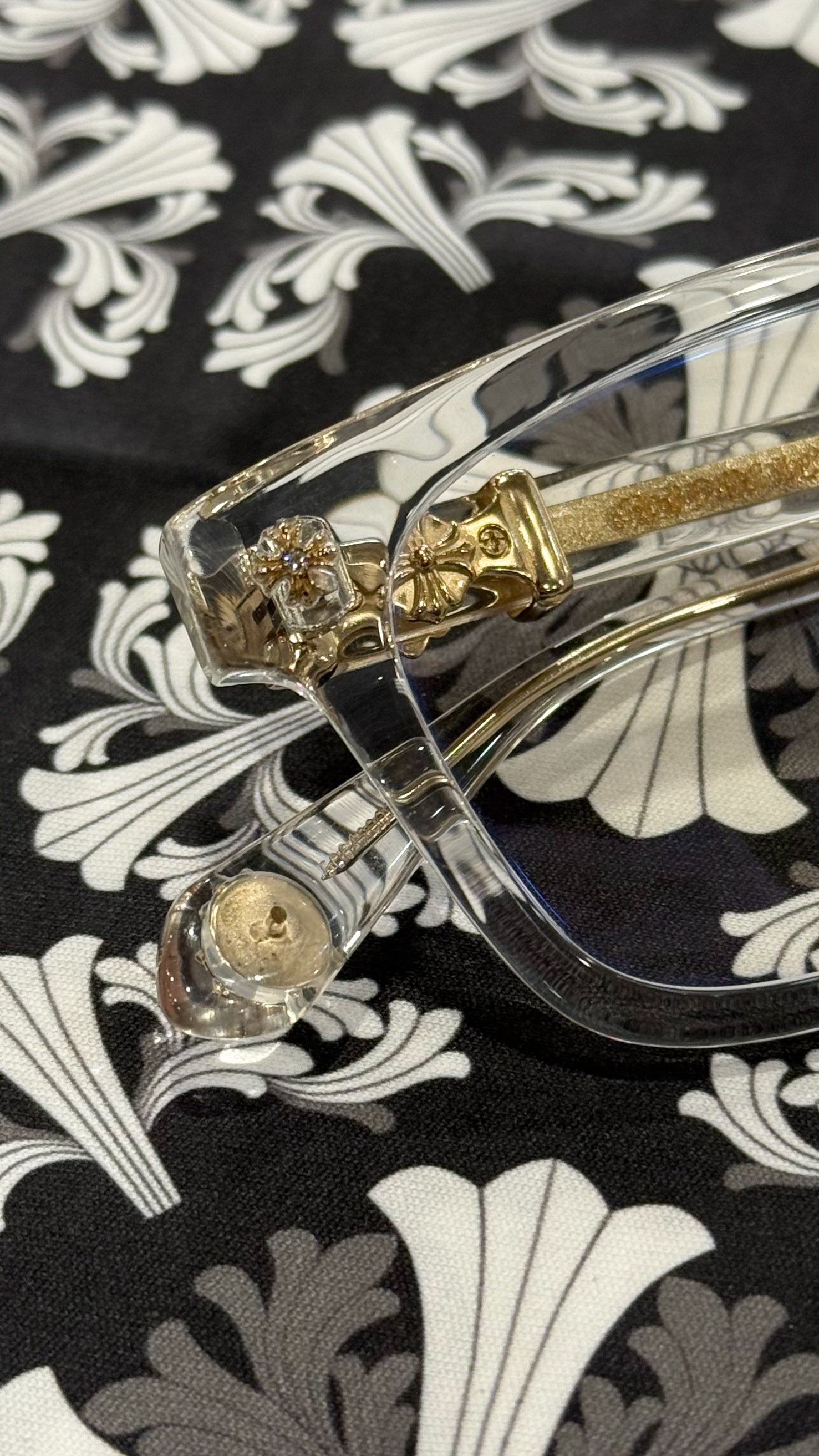 Chrome Hearts "Cox Ucker" Clear/Gold/Diamond Encrusted Glasses