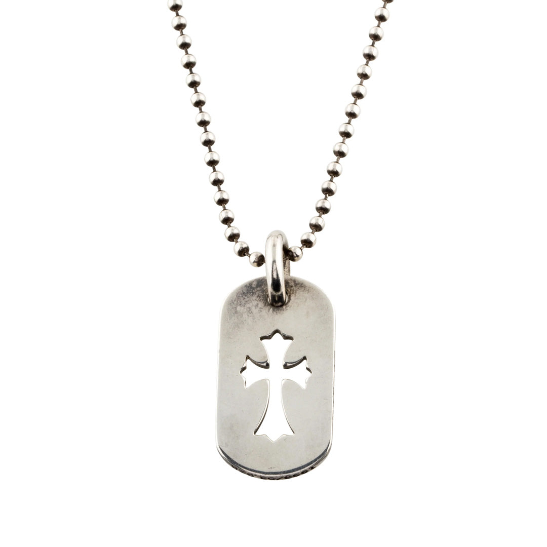 Chrome Hearts Mini Cutout Dog Tag with Cross (With Chain)