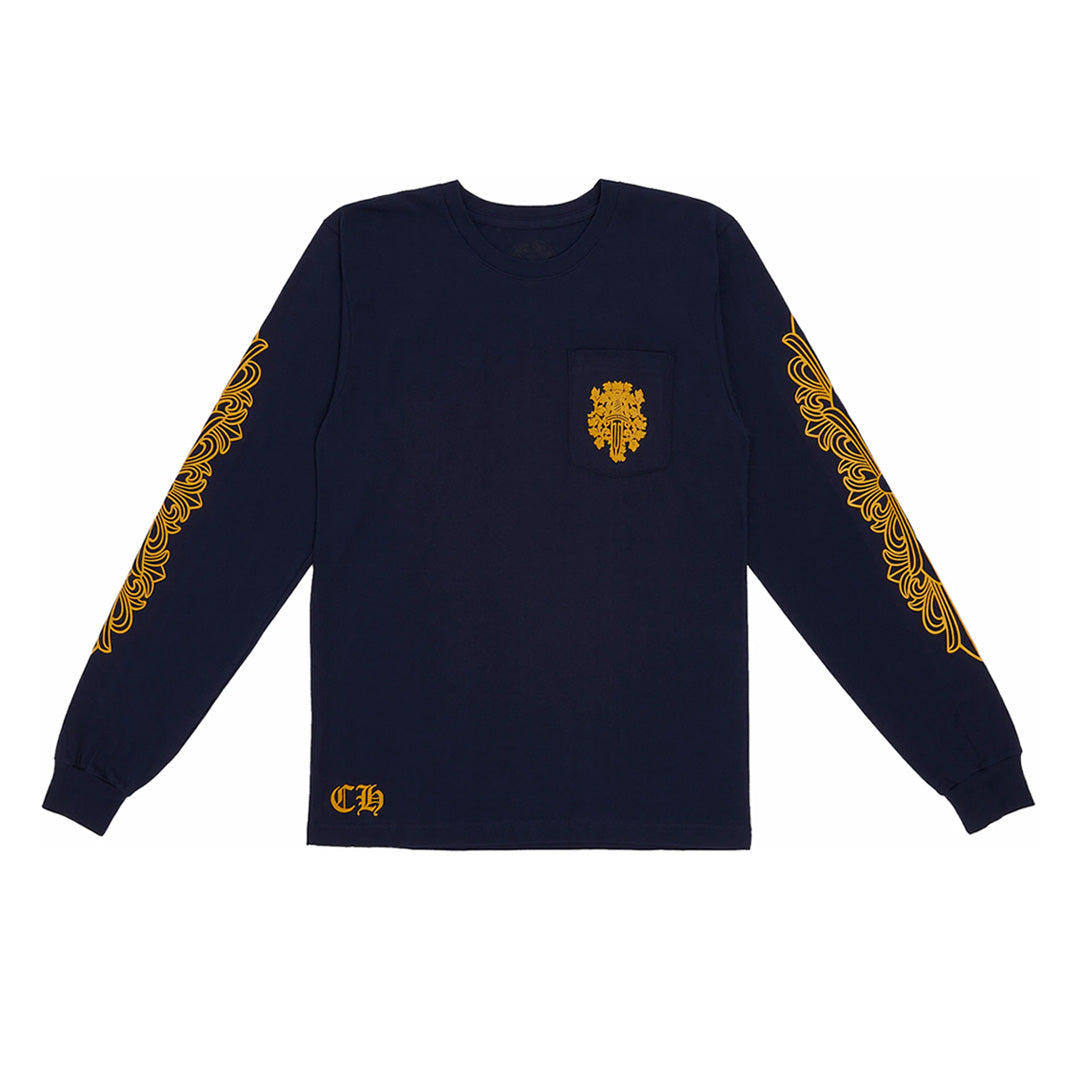 Chrome Hearts V89 Dagger Long Sleeve T-Shirt Navy