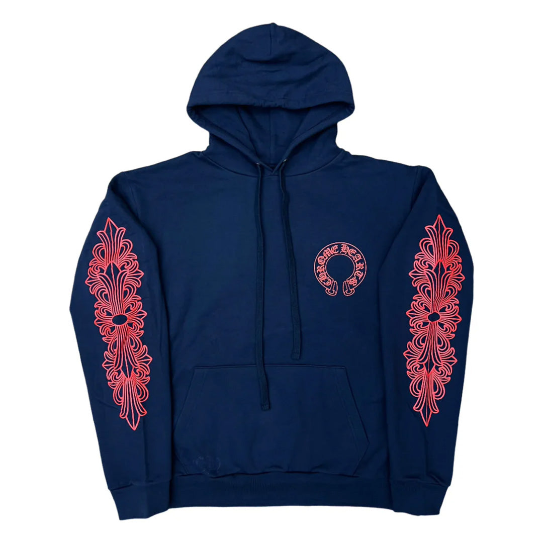 Chrome Hearts Navy Red Floral Hoodie