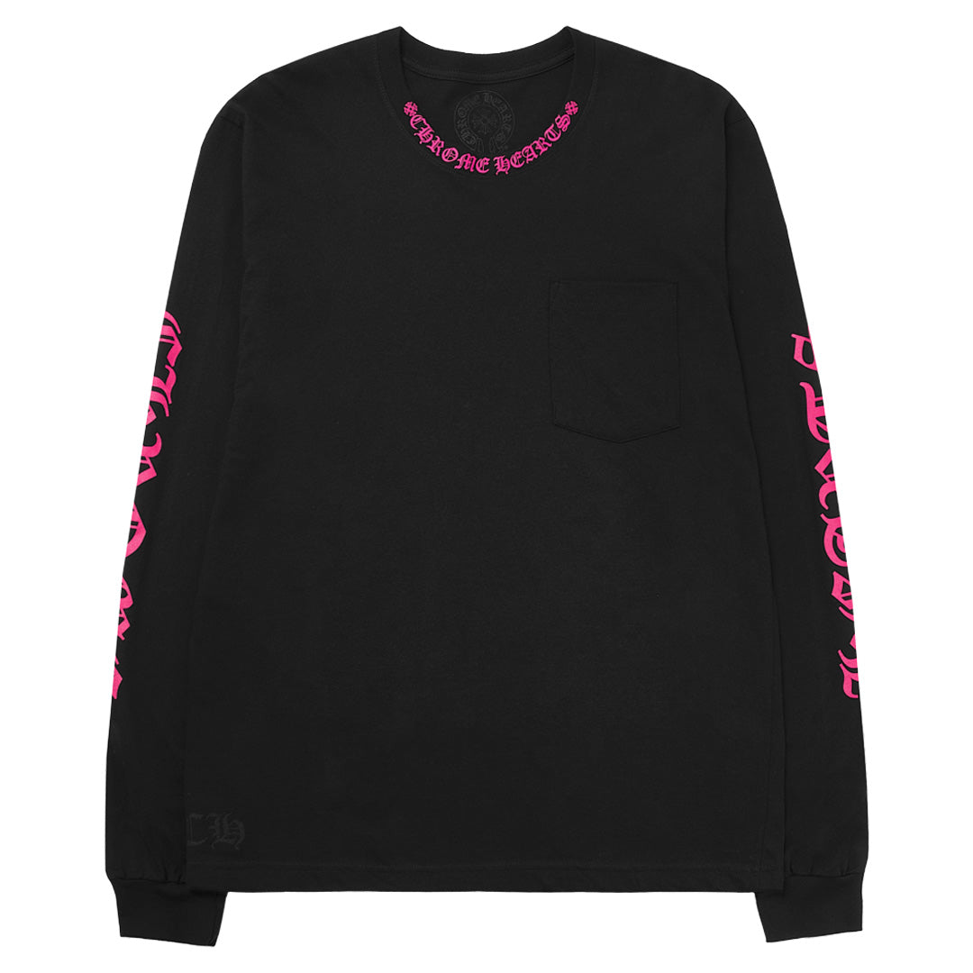 Chrome Hearts Neck Logo Long Sleeve T-Shirt Black Pink