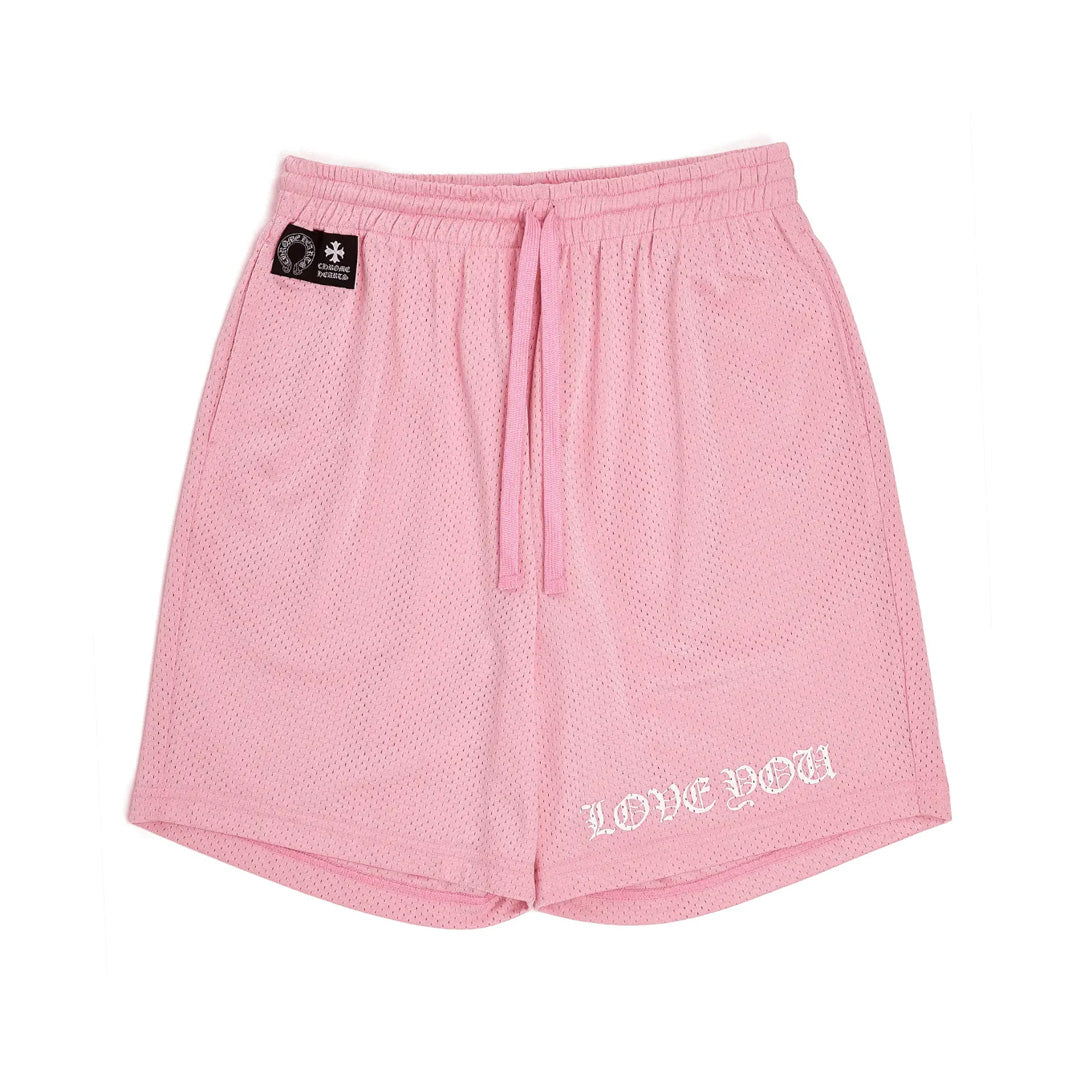 Chrome Hearts Love You Mesh Varsity Shorts Pink