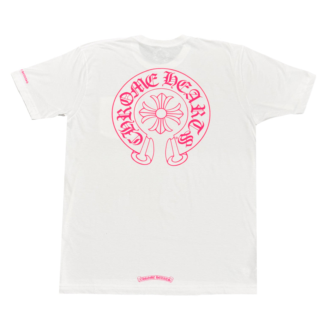 Chrome Hearts Pink Horseshoe Pocket T-Shirt White
