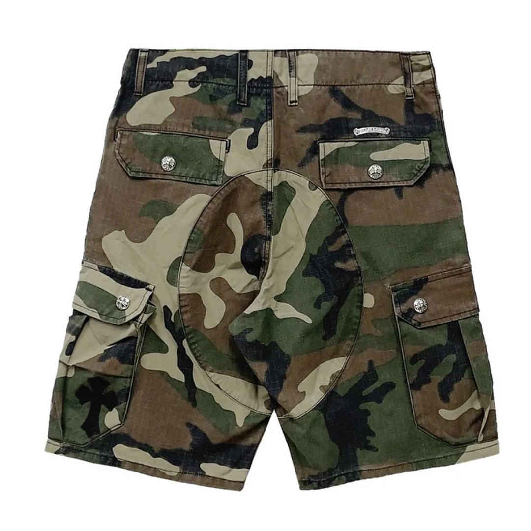 Chrome Hearts Black Patch Camo Cargo Shorts