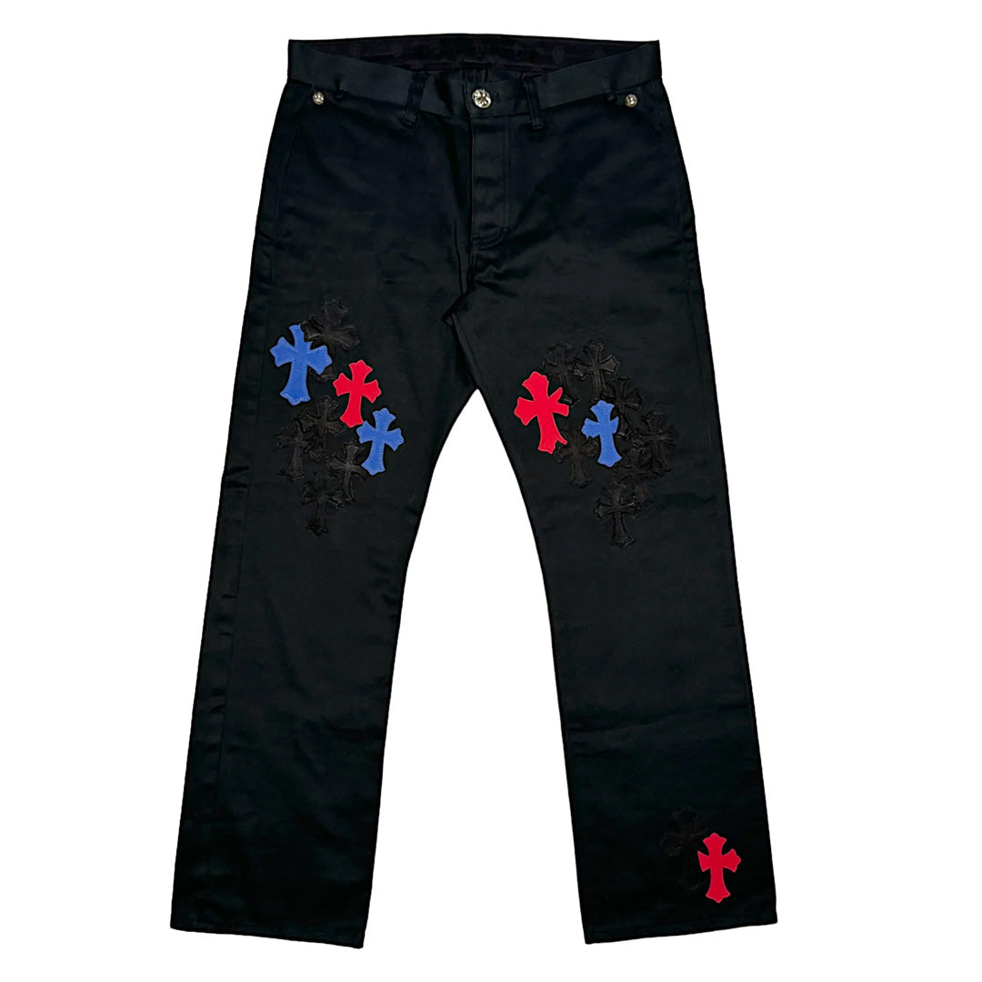 Chrome Hearts Red & Blue Crosses Chino Pants