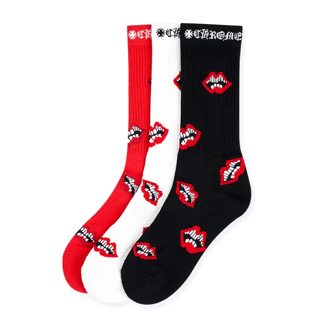 Chrome Hearts Chomper Socks Black Red 3 Pack | Kenshi