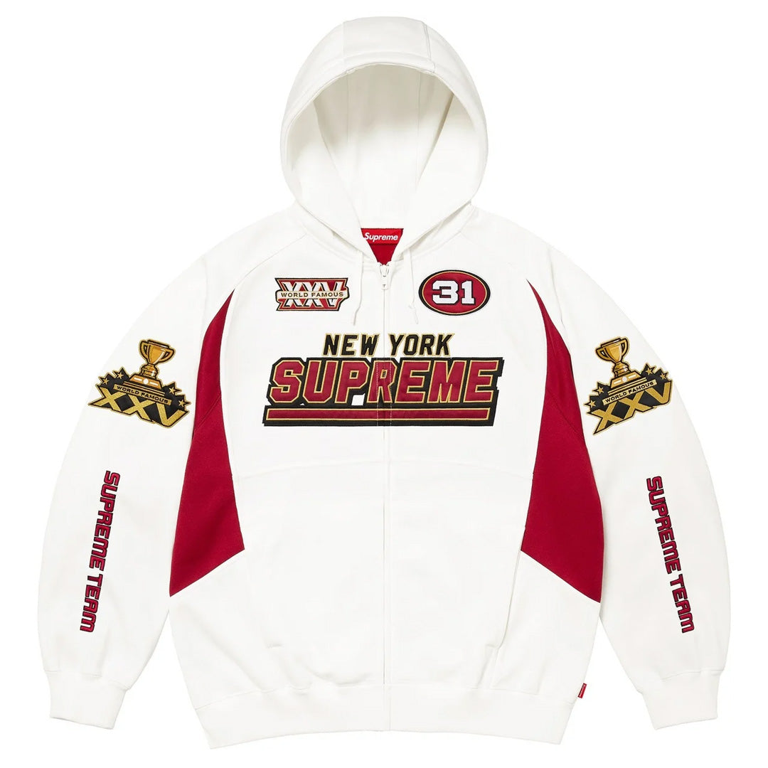 Supreme Football Zip Up Hoodie White