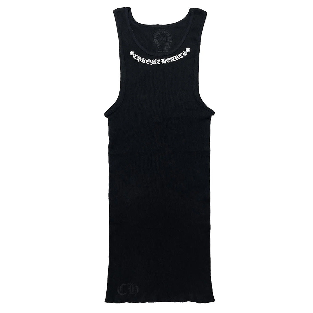 Chrome Hearts Scroll Neck Logo Rib Tank Top Black | Kenshi