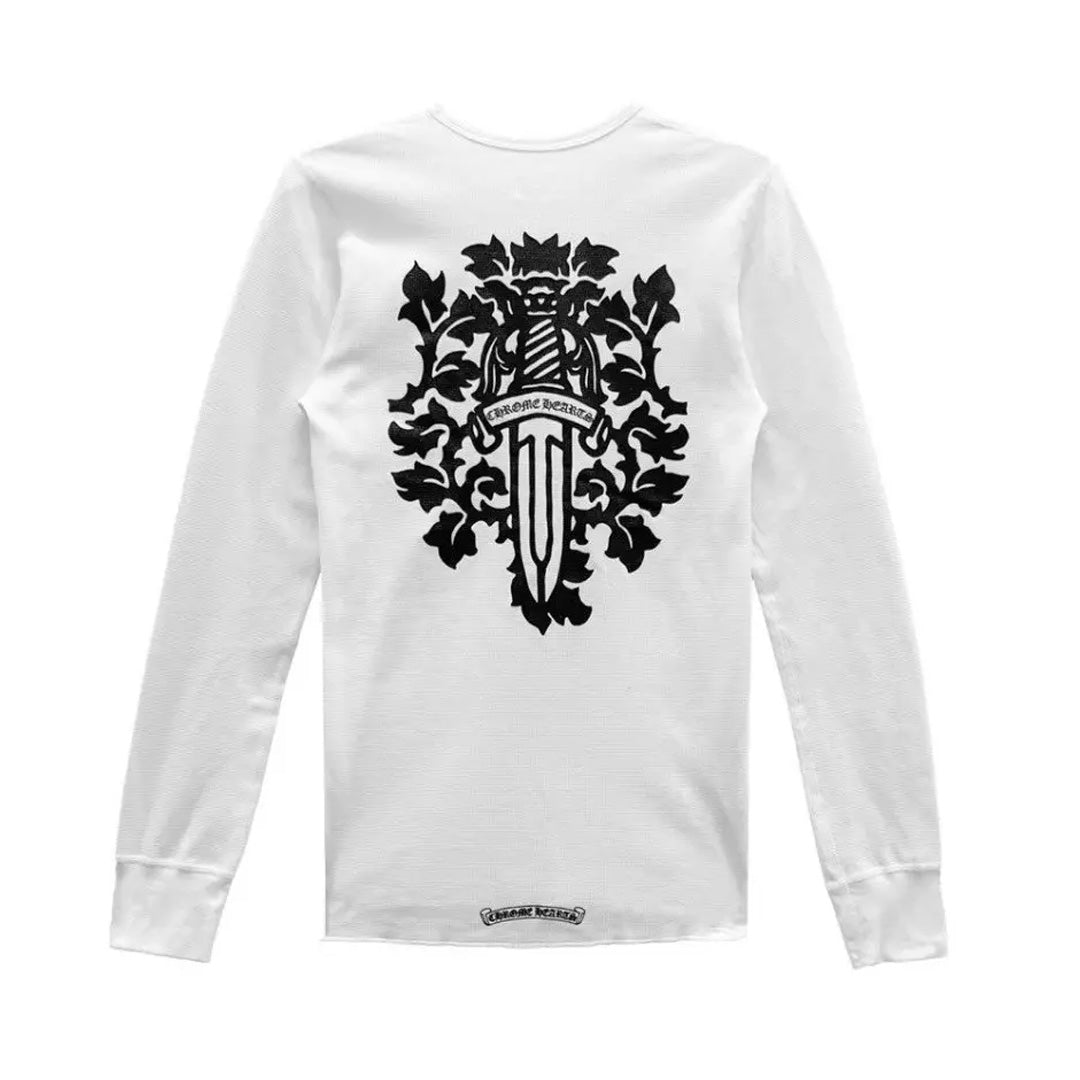 Chrome Hearts Dagger Logo Thermal Long Sleeve T-Shirt White