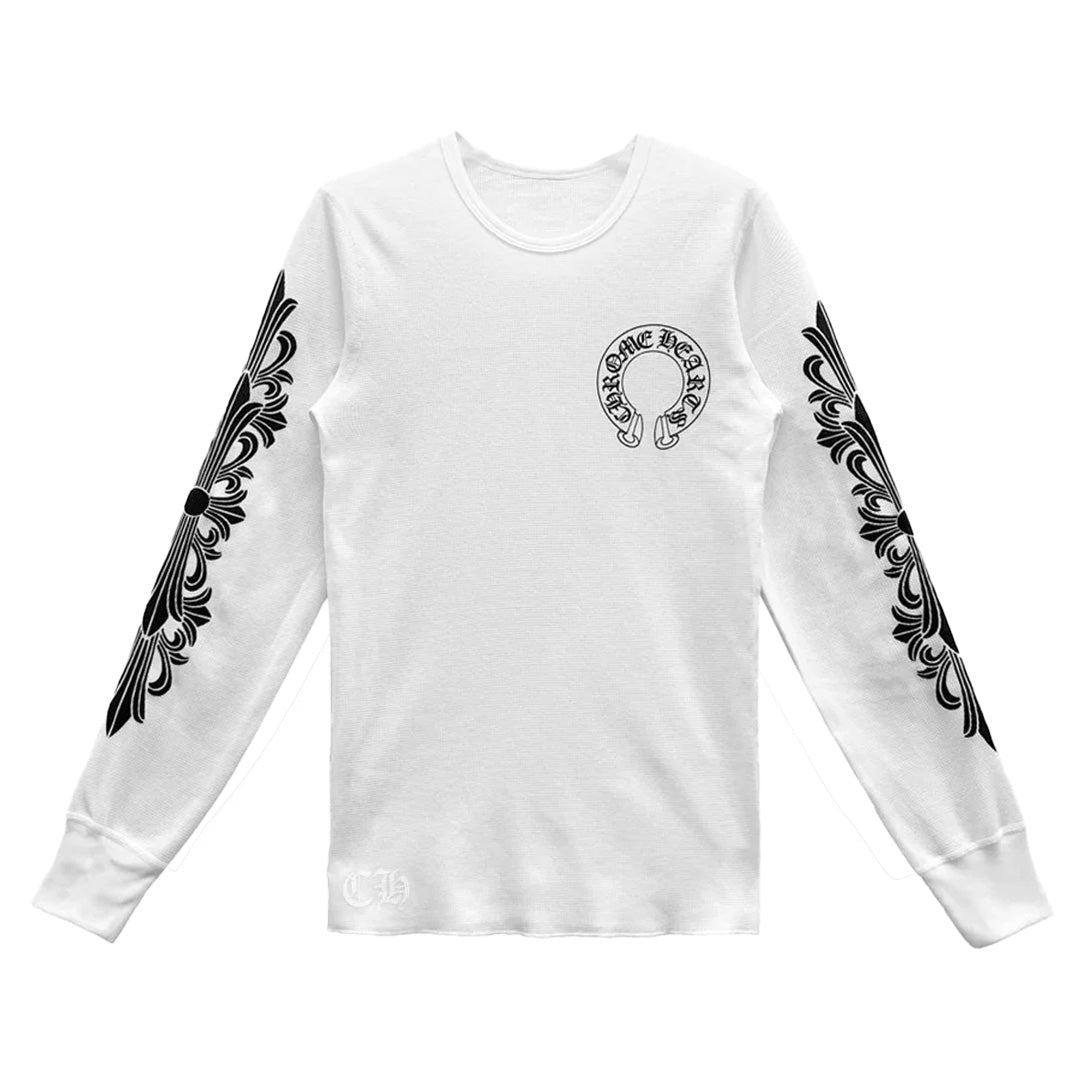 Chrome Hearts Floral Logo Thermal Long Sleeve T-Shirt White