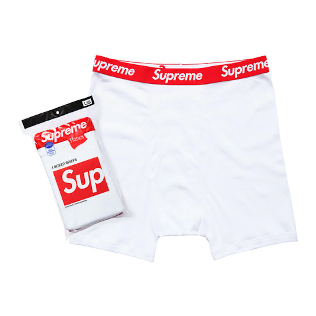 Supreme Hanes Boxer Briefs (4 Pack) White