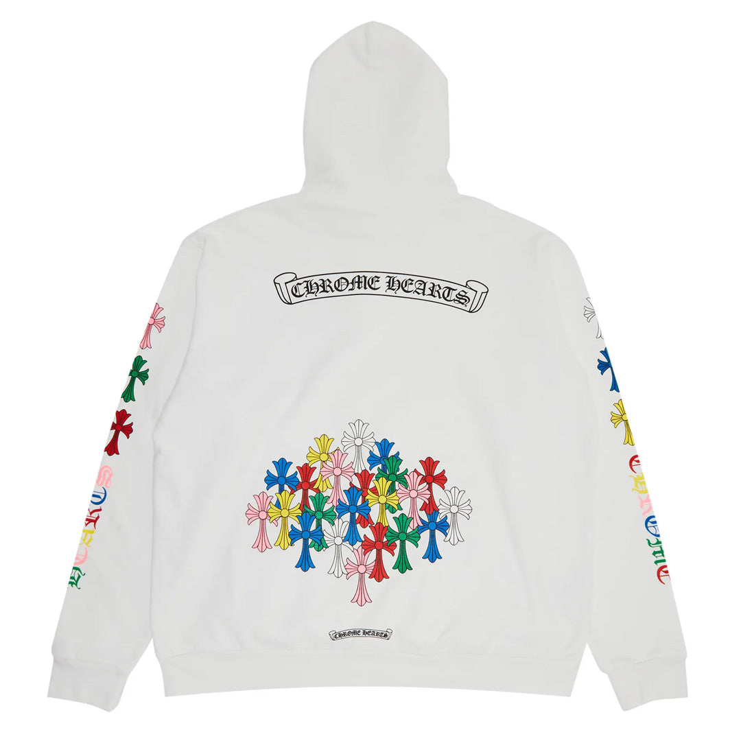 Chrome Hearts Cemetery Crosses Hoodie White Multicolor