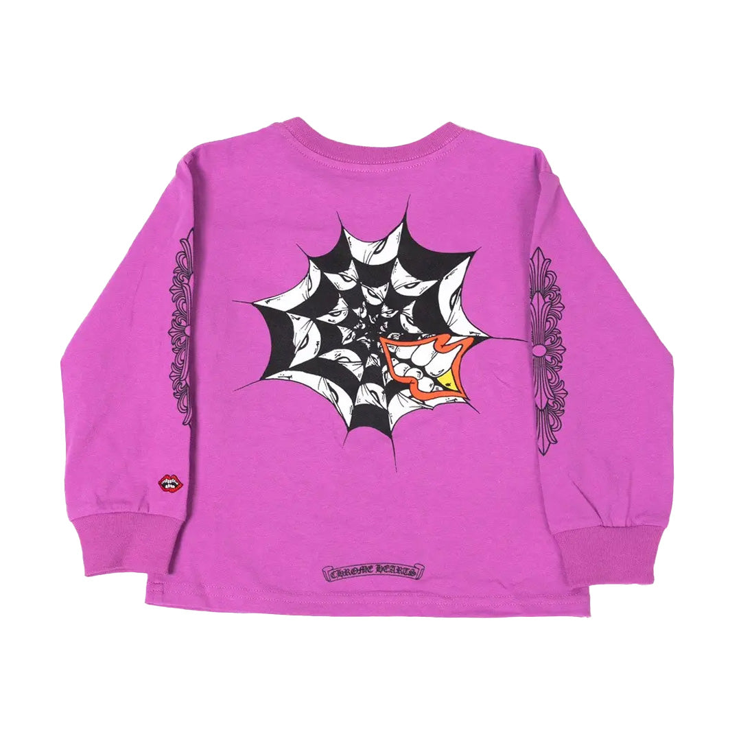 Chrome Hearts Matty Boy Spider Web Long Sleeve T-Shirt Purple (Kids)