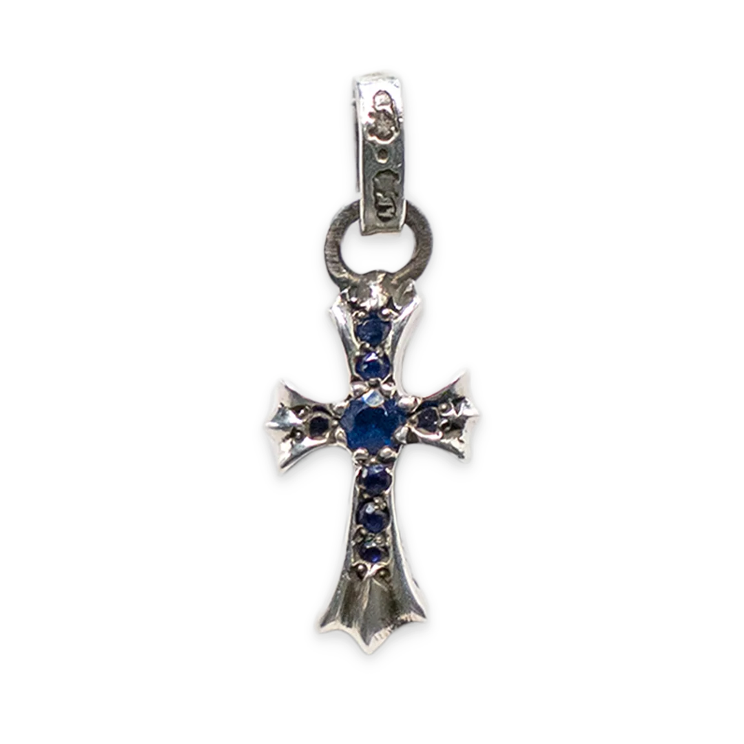 Chrome Hearts Baby Fat Silver & Sapphire Pave Pendant (Pendant Only)