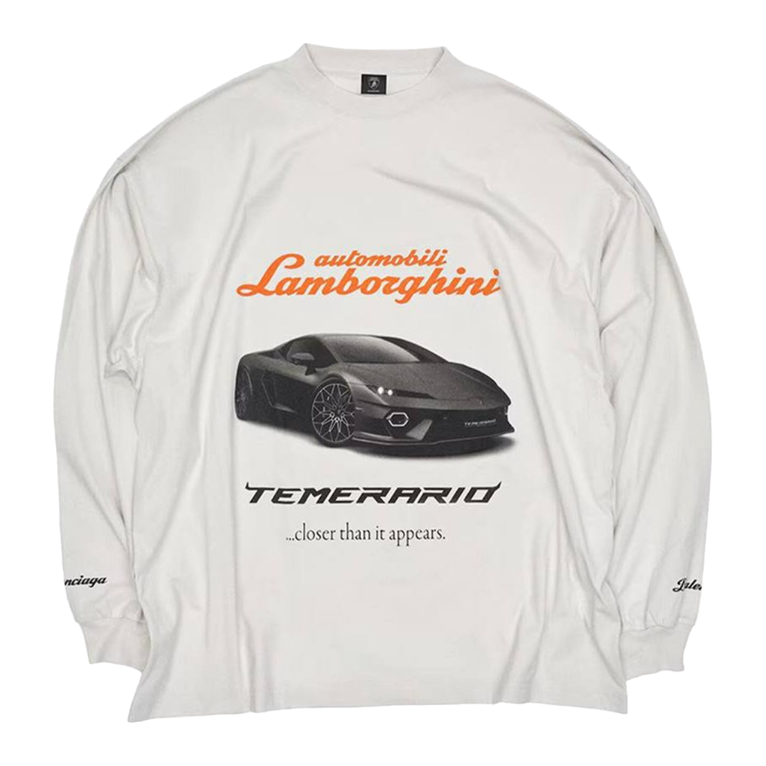 Balenciaga x Lamborghini White Long Sleeve T-Shirt