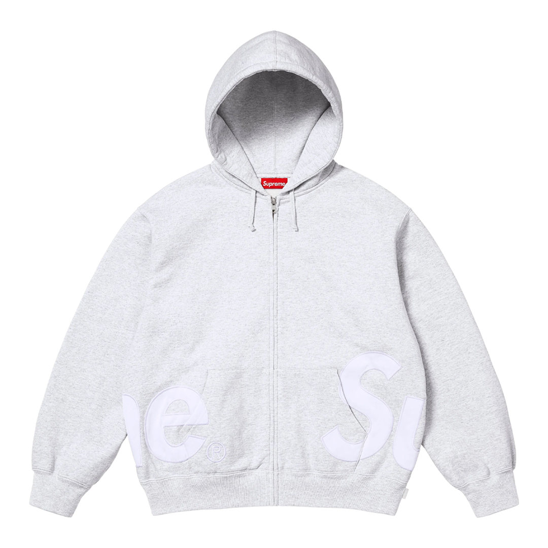 Supreme Big Logo Zip Up Hoodie Ash Grey