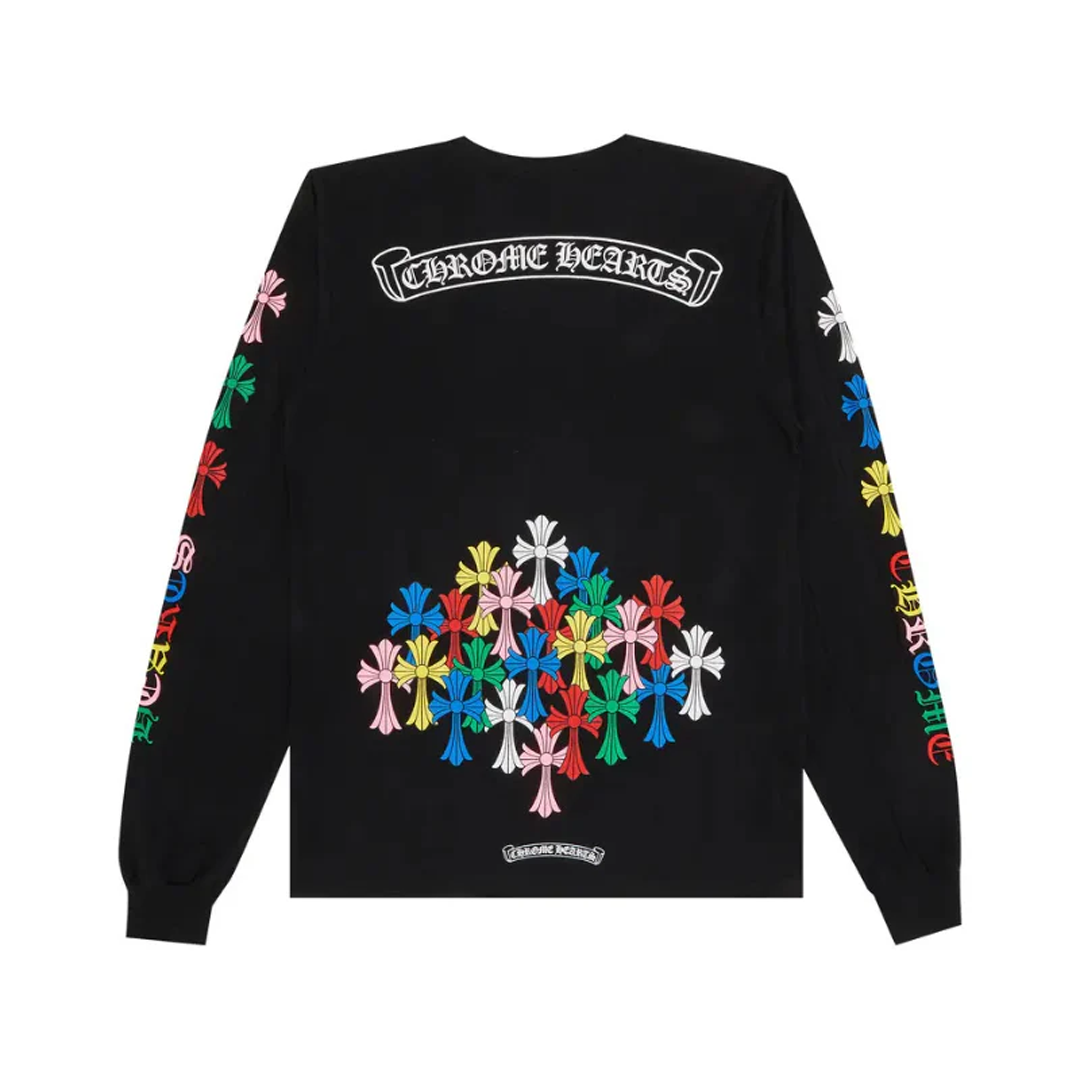 Chrome Hearts Black Cemetery Multicolor Scroll Logo Long Sleeve T-Shirt