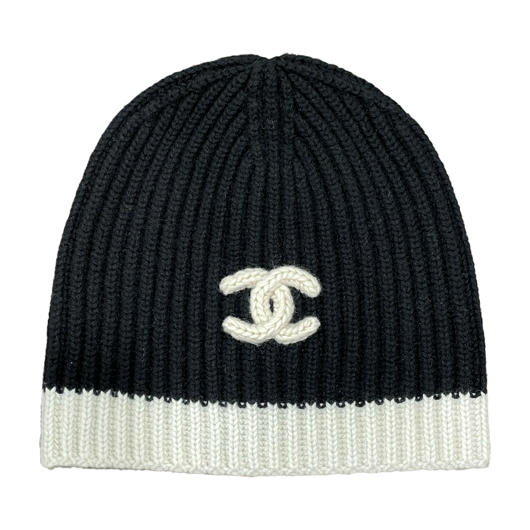 Chanel Beanie Cashmere Black & White