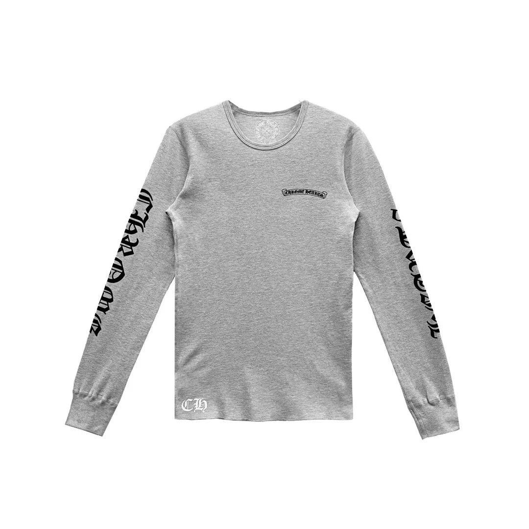 Chrome Hearts Scroll Logo Thermal Long Sleeve T-Shirt Grey Chrome Hearts Scroll Logo Thermal Long Sleeve T-Shirt Grey