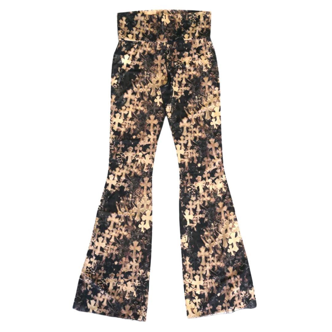 Chrome Hearts All Over Cross Flared Mesh Pants (Womens)