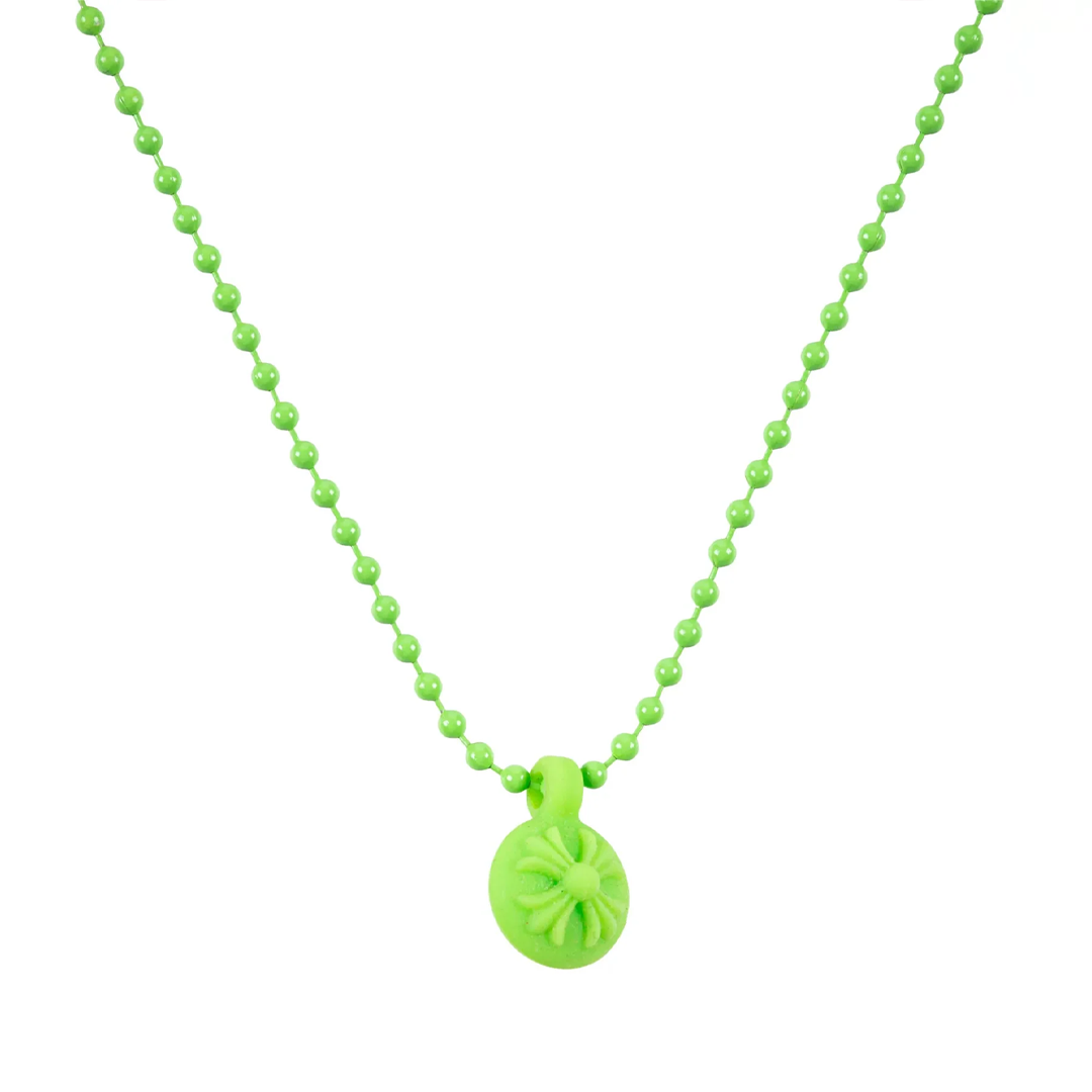 Chrome Hearts Silichrome Cross Ball Necklace Green