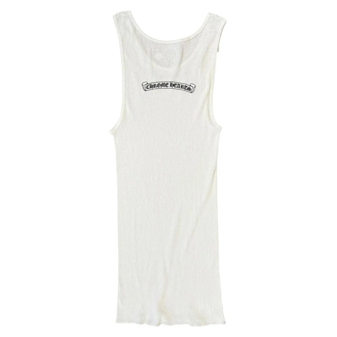 Chrome Hearts Scroll Neck Logo Rib Tank White