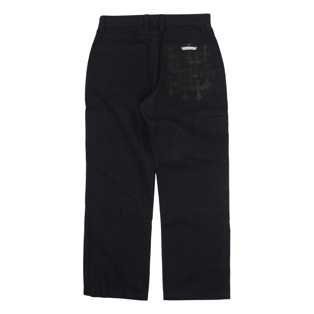 Chrome Hearts Cross Patch Double Knee Carpenter Pants Black