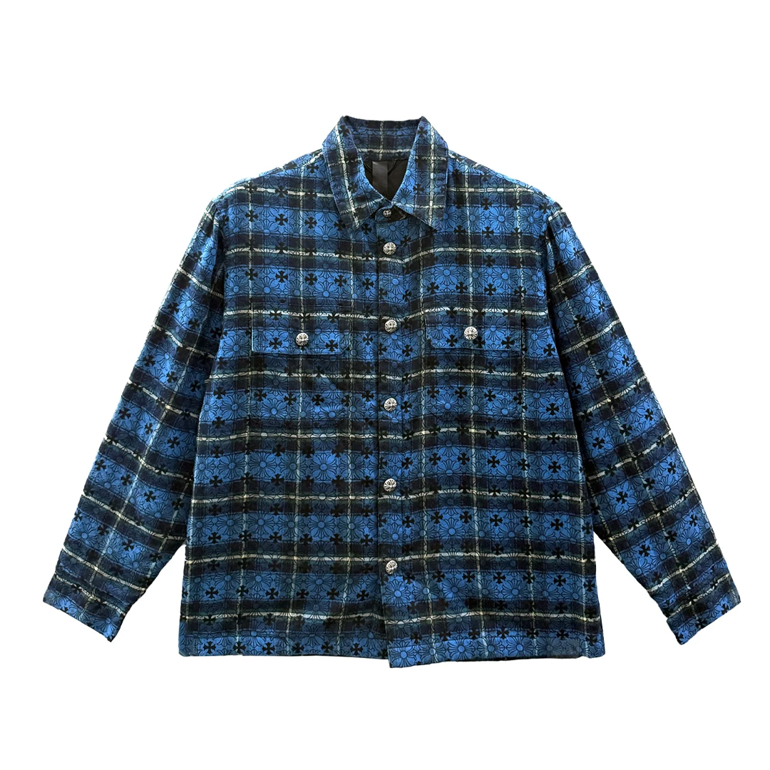 Chrome Hearts Quilted Monogram Flannel Shirt Blue
