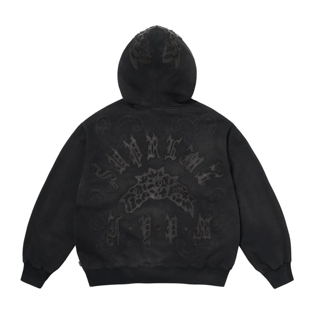 Supreme Leather Applique Zip Up Black