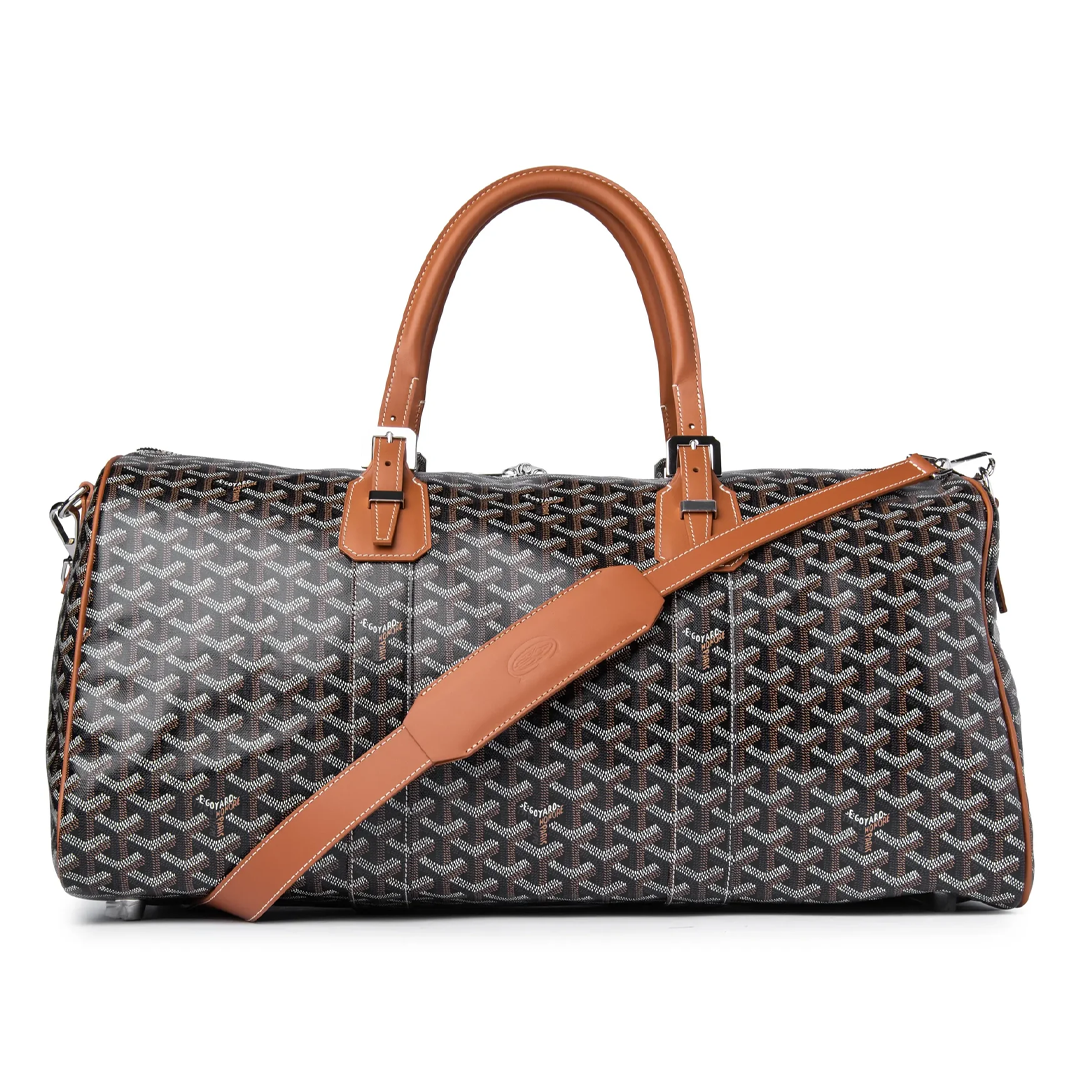 Goyard Boston 50 Duffle Bag Black Tan With Strap