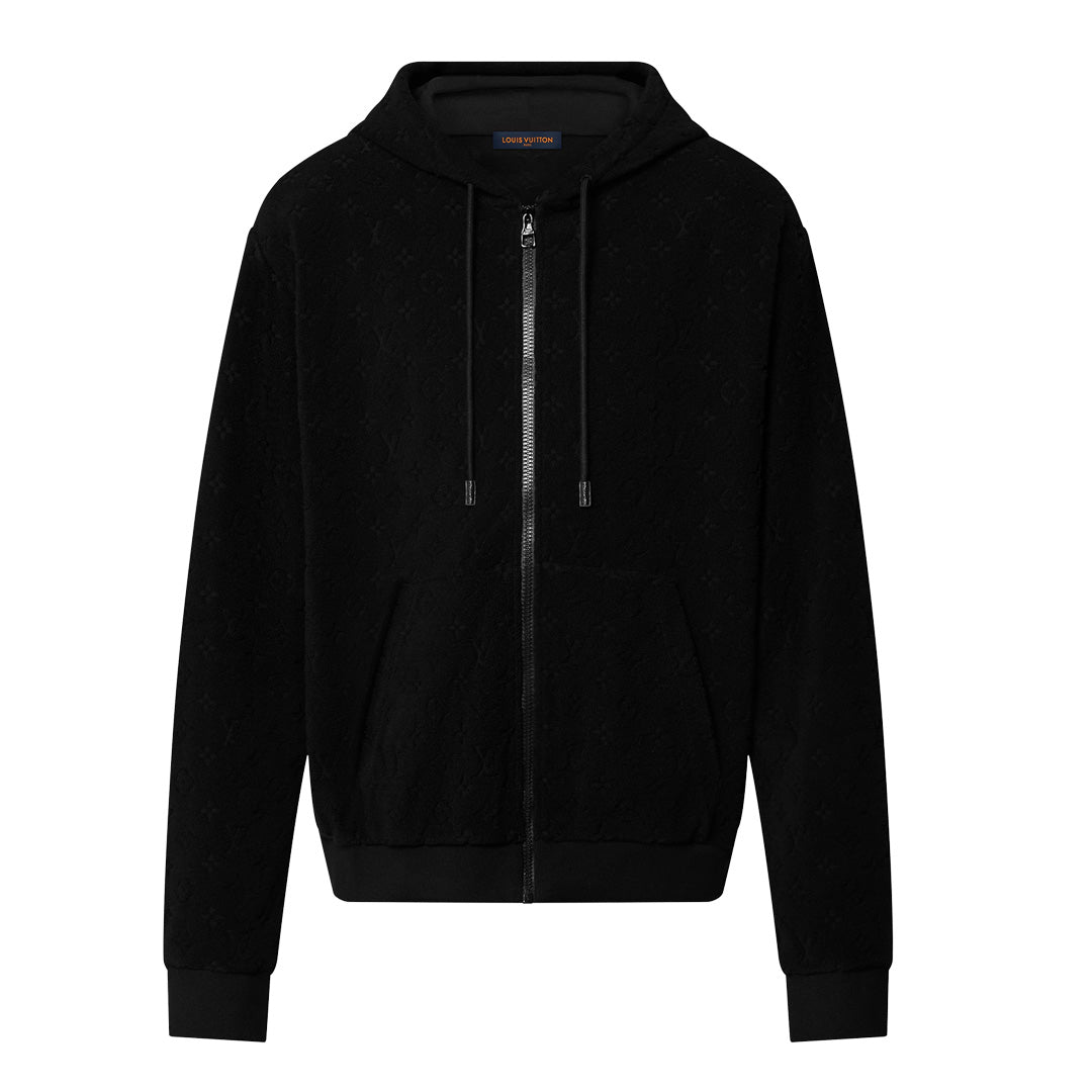 Louis Vuitton Monogram French Terry Zip Up Hoodie Black