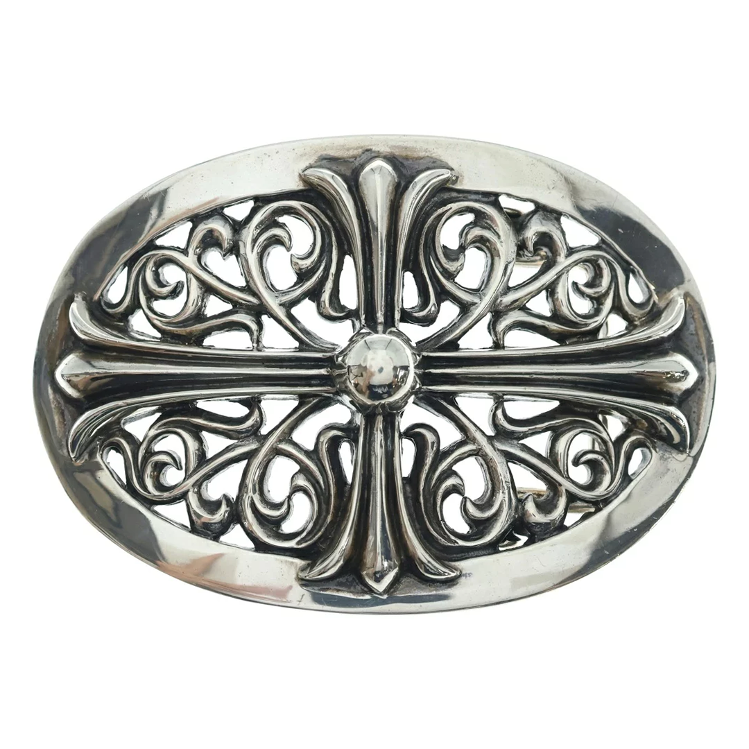 Chrome Hearts XL Oval Silver Belt Buckle