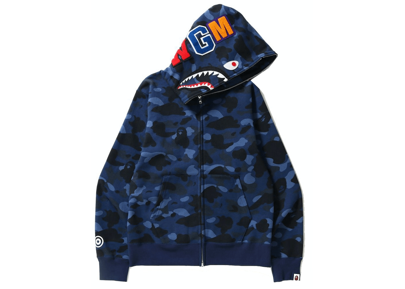 BAPE Color Camo Shark Full Zip Hoodie (FW21) Navy
